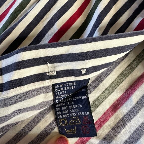 Vintage Tommy Hilfiger Shirt Mens XL‎ Striped Long Sleeve Button Down w/Pocket - Picture 8 of 9